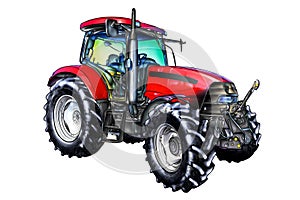 Agricultural tractor illustration color art