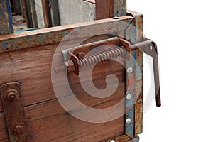 Agricultural truck tailgate Made of wood and rusty iron