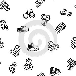 Agricultural Vehicles Vector Seamless Pattern