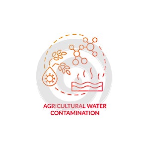 Agricultural water contamination red gradient concept icon