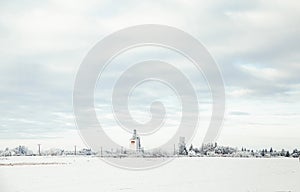 Agricultural white winter landscape