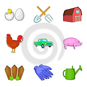 Agriculturalist icons set, cartoon style