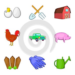 Agriculturalist icons set, cartoon style photo