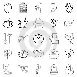 Agriculturalist icons set, outline style photo