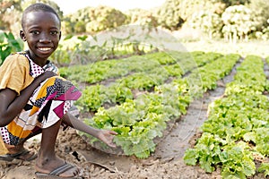 Agriculture for African children, little black boy posing for the camera