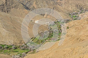 The agriculture along the valley on Atlas in Morocco