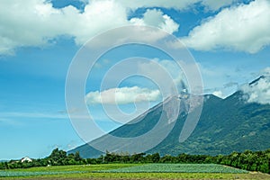 Agriculture at base of De Fuego volcano, La Antigua, Guatemala photo