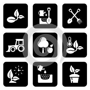 Agriculture black icon set