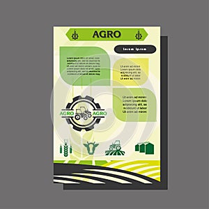 Agriculture brochure design template for agricultural company, agro conference, forum