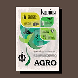 Agriculture brochure design template for agricultural company, agro conference, forum, event, exhibition, business photo