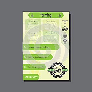 Agriculture brochure design template for agricultural company, agro conference, forum, exhibition, business