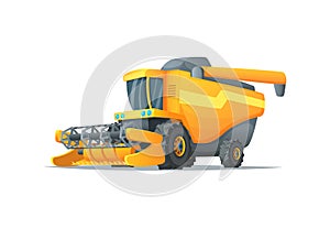 Agriculture combine harvester isolated vector illustration. Rural industrial farm equipment machinery, farm transport