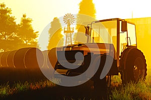 Agriculture Concept Sunset Sunrise 3D render 2