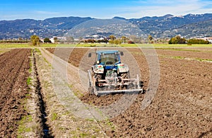 Agriculture concept with tractor