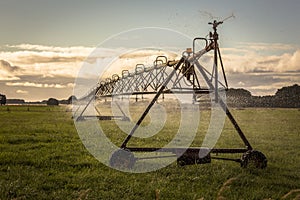 Agriculture crop water sprinkler spray equipment used in farmland.