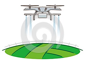 Agriculture drone fly to sprayed fertilizer on the rice fields