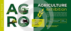 Agriculture exhibition identity template. Letters AGRO