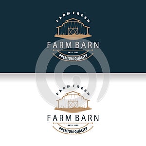 Agriculture Farm Barn Logo, Simple Retro Style Vintage Building Templet Illustration Design