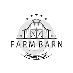 Agriculture Farm Barn Logo, Simple Retro Style Vintage Building Templet Illustration Design