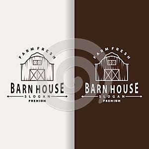 Agriculture Farm Barn Logo, Simple Retro Style Vintage Building Templet Illustration Design