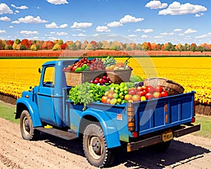 Agriculture farm harvest haul pickup field market