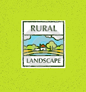 Agriculture and Farming. Agribusiness. Rural landscape. Design element. Rough Vector illustration.