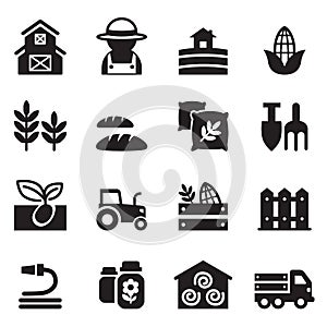 Agriculture and Farming icons set photo