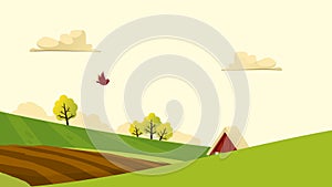 Agriculture and Farming landscape view. Agrotourism. Agribusiness. Rural landscape. Design elements for info graphic, websites and