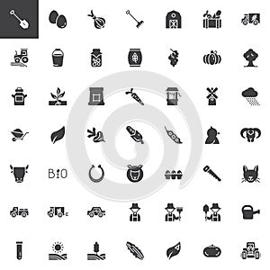 Agriculture and farming vector icons set