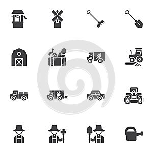 Agriculture and farming vector icons set