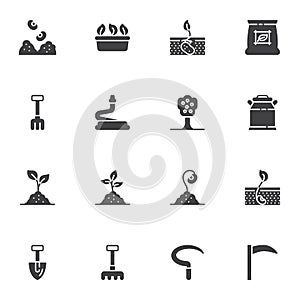 Agriculture, farming vector icons set