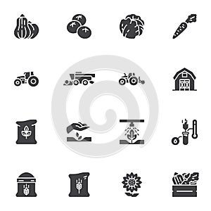 Agriculture and farming vector icons set