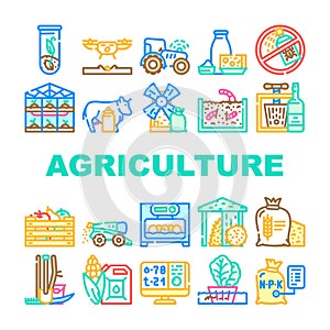 Agriculture Farmland Business Icons Set Vector