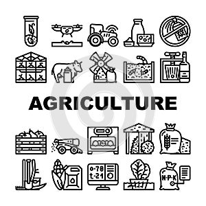 Agriculture Farmland Business Icons Set Vector