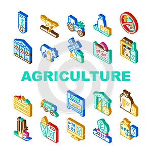 Agriculture Farmland Business Icons Set Vector