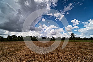 Agriculture Field With Clouds