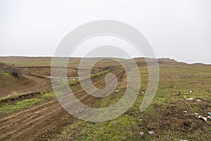 Countryside secondary road and agriculture fields