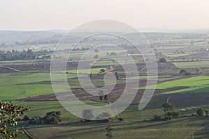 Agriculture Field and Hill Landscape India