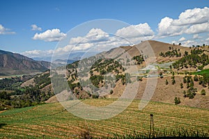 Agriculture field irrigation system highlands, mountains in Dominican Republic photo