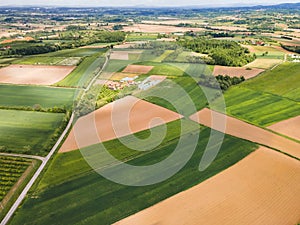 Agriculture Fields During Spring In Countryside