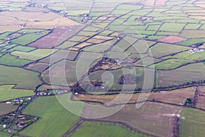 Agriculture fields view from airplane