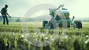 Agriculture futuristic. Future robotics companies revolutionizing agriculture technology, smart agriculture farming concept.