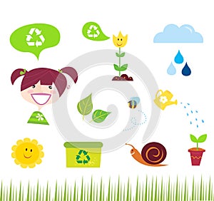 Agriculture, garden and nature icons photo