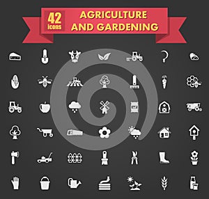 agriculture and gardening icon set