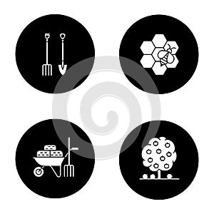 Agriculture glyph icons set