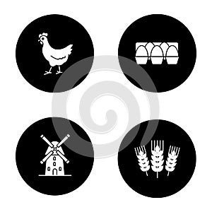 Agriculture glyph icons set