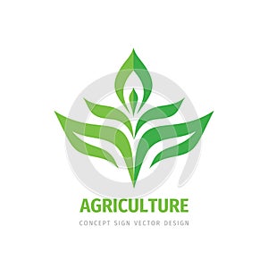 Agriculture green leaves logo design. Organic natural product symbol. Healthy concept sign. Nature floral icon. Vector illustratio
