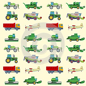 Agriculture harvest machine vector industrial farm equipment tractors transport combines and machinery excavator