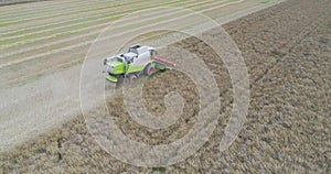 Agriculture Harvester Harvesting Field Aerial View