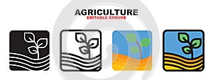 Agriculture icon set with different styles. Editable stroke and pixel perfect. Can be used for web, mobile, ui and more